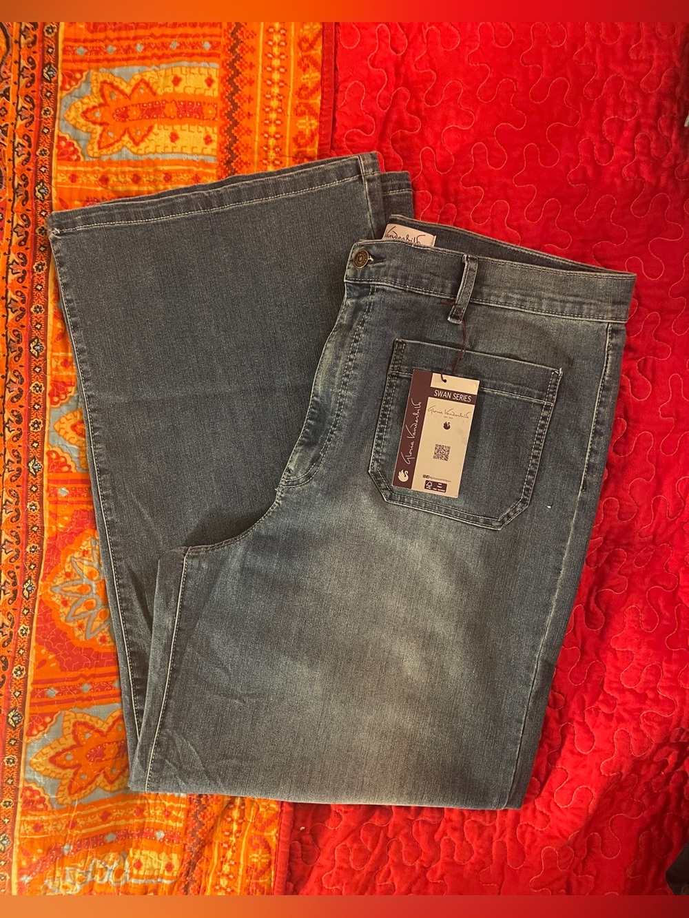 Sz. 18, Gloria Vanderbilt Wide Leg Blue Denim Jeans